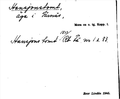 Bild på arkivkortet för arkivposten Hansjonstomt