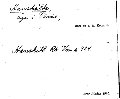 Bild på arkivkortet för arkivposten Hanskätte