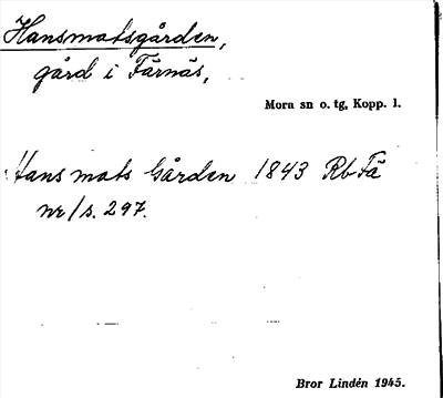 Bild på arkivkortet för arkivposten Hansmatsgården