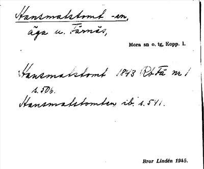 Bild på arkivkortet för arkivposten Hansmatstomt -en