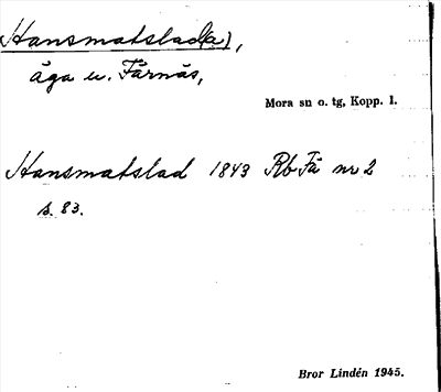 Bild på arkivkortet för arkivposten Hansnatslad(a)