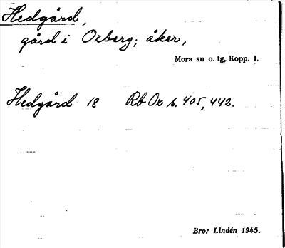 Bild på arkivkortet för arkivposten Hedgård