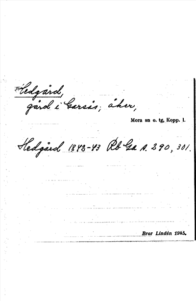 Bild på arkivkortet för arkivposten Hedgård