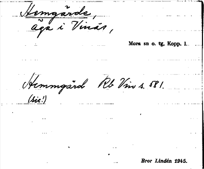 Bild på arkivkortet för arkivposten Hemgärde