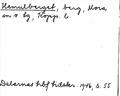Bild på arkivkortet för arkivposten Hemulberget