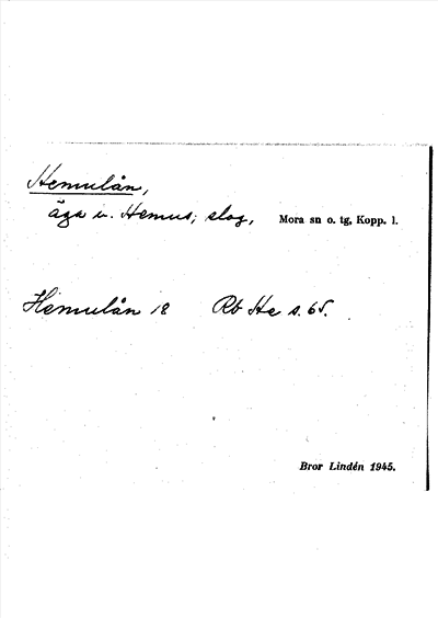 Bild på arkivkortet för arkivposten Hemulån