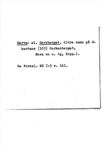 Bild på arkivkortet för arkivposten Hertsberget el. Herzberget
