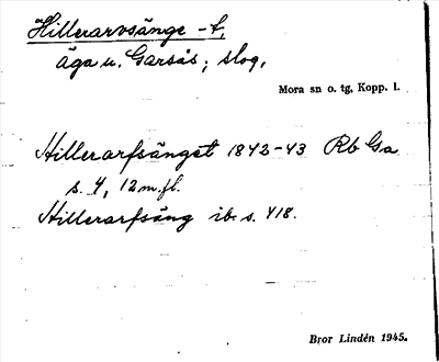 Bild på arkivkortet för arkivposten Hillerarvsänge -t