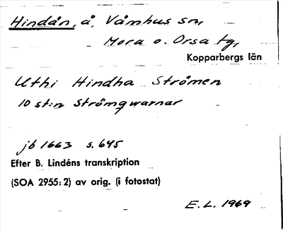 Bild på arkivkortet för arkivposten Hindån