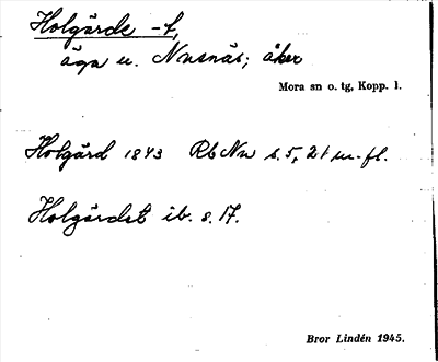 Bild på arkivkortet för arkivposten Holgärde -t