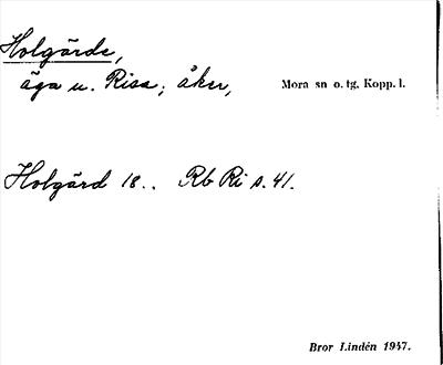 Bild på arkivkortet för arkivposten Holgärde