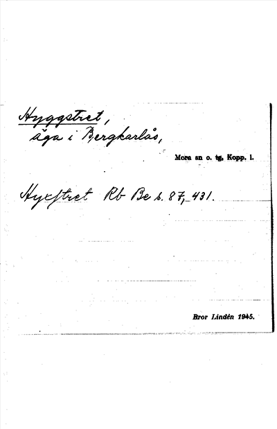 Bild på arkivkortet för arkivposten Hyggstret