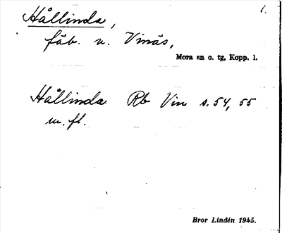 Bild på arkivkortet för arkivposten Hållinda