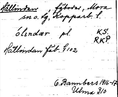 Bild på arkivkortet för arkivposten Hållindan