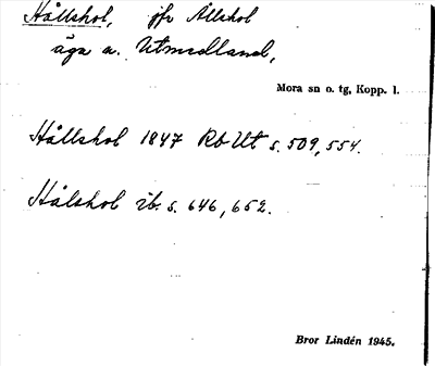 Bild på arkivkortet för arkivposten Hållshol