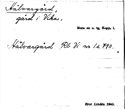 Bild på arkivkortet för arkivposten Hålvargård