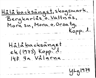 Bild på arkivkortet för arkivposten Hålåbacksänget