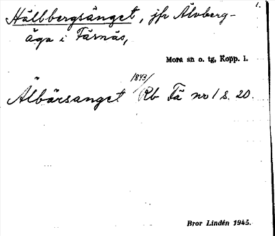 Bild på arkivkortet för arkivposten Hällbergsänget