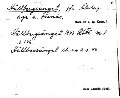 Bild på arkivkortet för arkivposten Hällbergsänget