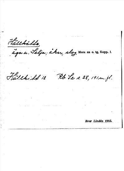 Bild på arkivkortet för arkivposten Hällkätte