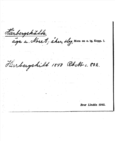 Bild på arkivkortet för arkivposten Härbergskätte