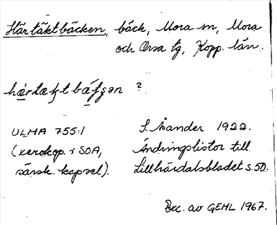 Bild på arkivkortet för arkivposten Härtäktbäcken