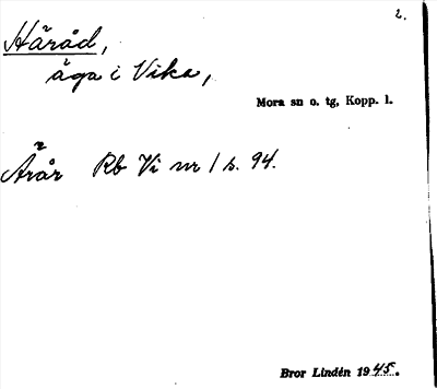 Bild på arkivkortet för arkivposten Häråd