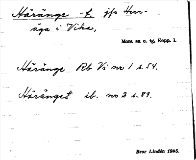 Bild på arkivkortet för arkivposten Häränge -t