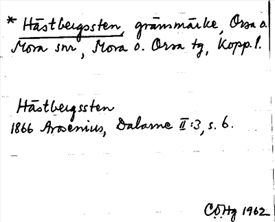 Bild på arkivkortet för arkivposten *Hästbergssten