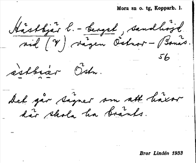 Bild på arkivkortet för arkivposten Hästbjär l. Hästberget