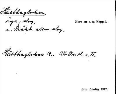 Bild på arkivkortet för arkivposten Hästhagloken