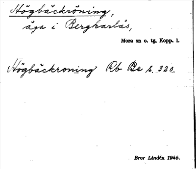 Bild på arkivkortet för arkivposten Högbäckröning