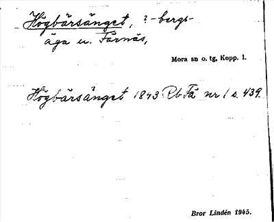 Bild på arkivkortet för arkivposten Högbärsänget