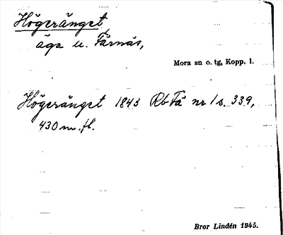 Bild på arkivkortet för arkivposten Högeränget