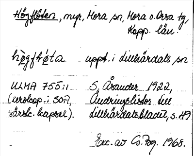 Bild på arkivkortet för arkivposten Högflöten