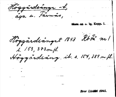 Bild på arkivkortet för arkivposten Höggärdsänge -t