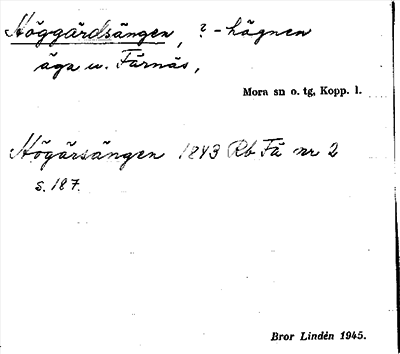 Bild på arkivkortet för arkivposten Höggärdsängen