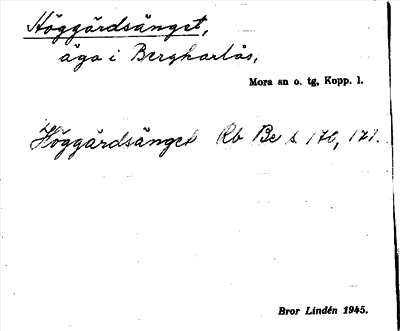 Bild på arkivkortet för arkivposten Höggärdsänget