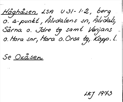 Bild på arkivkortet för arkivposten Höghåsen