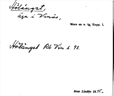 Bild på arkivkortet för arkivposten Hölänget