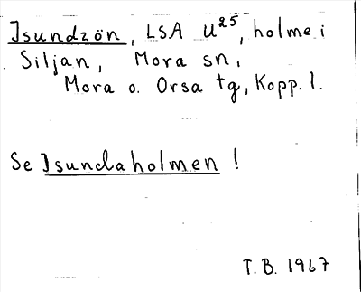 Bild på arkivkortet för arkivposten Isundzön, se Isundaholmen