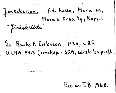 Bild på arkivkortet för arkivposten Jenäskällan