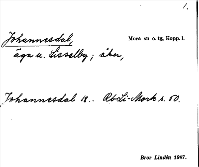 Bild på arkivkortet för arkivposten Johannesdal