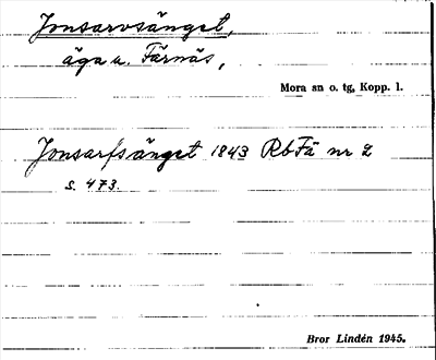 Bild på arkivkortet för arkivposten Jonsarvsänget