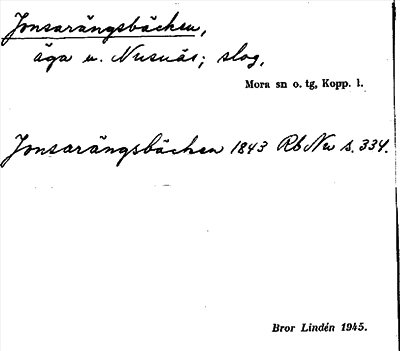 Bild på arkivkortet för arkivposten Jonsarängsbäcken