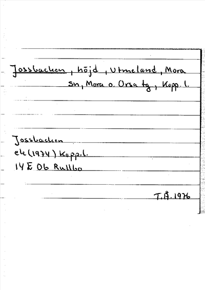 Bild på arkivkortet för arkivposten Jossbacken