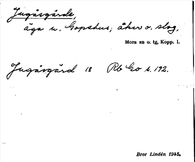 Bild på arkivkortet för arkivposten Jugåsgärde