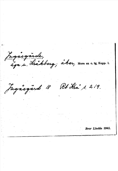 Bild på arkivkortet för arkivposten Jugåsgärde