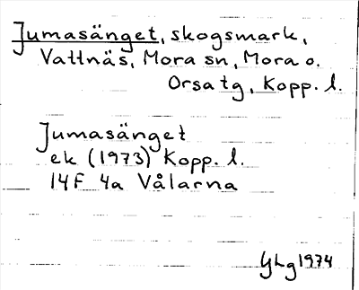 Bild på arkivkortet för arkivposten Jumasänget