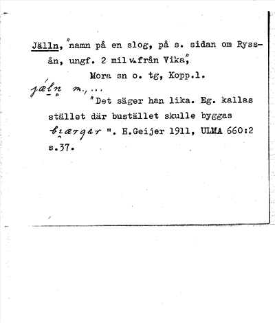 Bild på arkivkortet för arkivposten Jälln